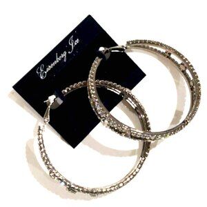 Eisenberg Ice Silver-Tone Sparkling Rhinestone Big Hoop Earrings Women's Jewelry